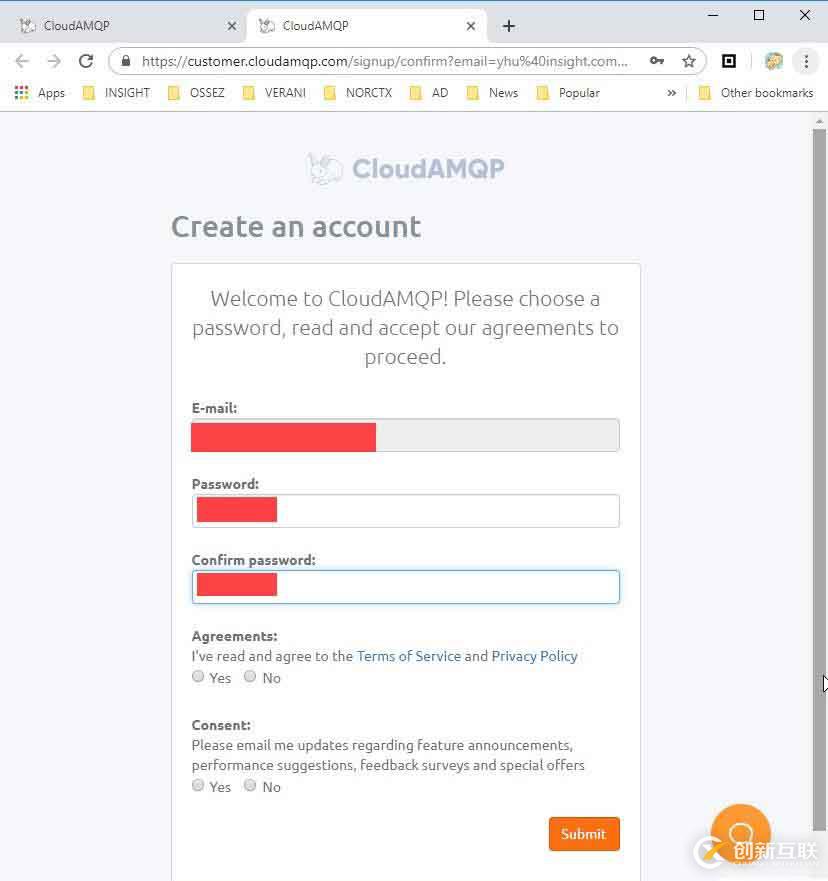 Sign Up Account In CloudAMQP