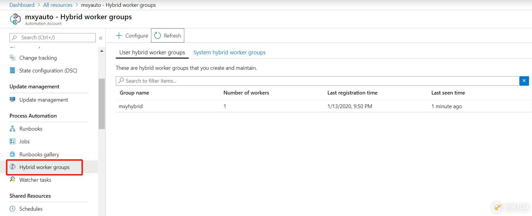 Azure Automation混合runbook管理本地資