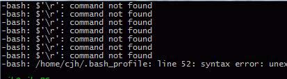 cygwin syntax error: unexpected end of file