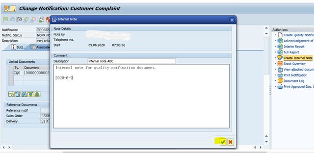 SAP QM怎么維護(hù)Internal Note