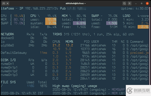 如何使用多功能Linux 系統(tǒng)監(jiān)控工具Glances