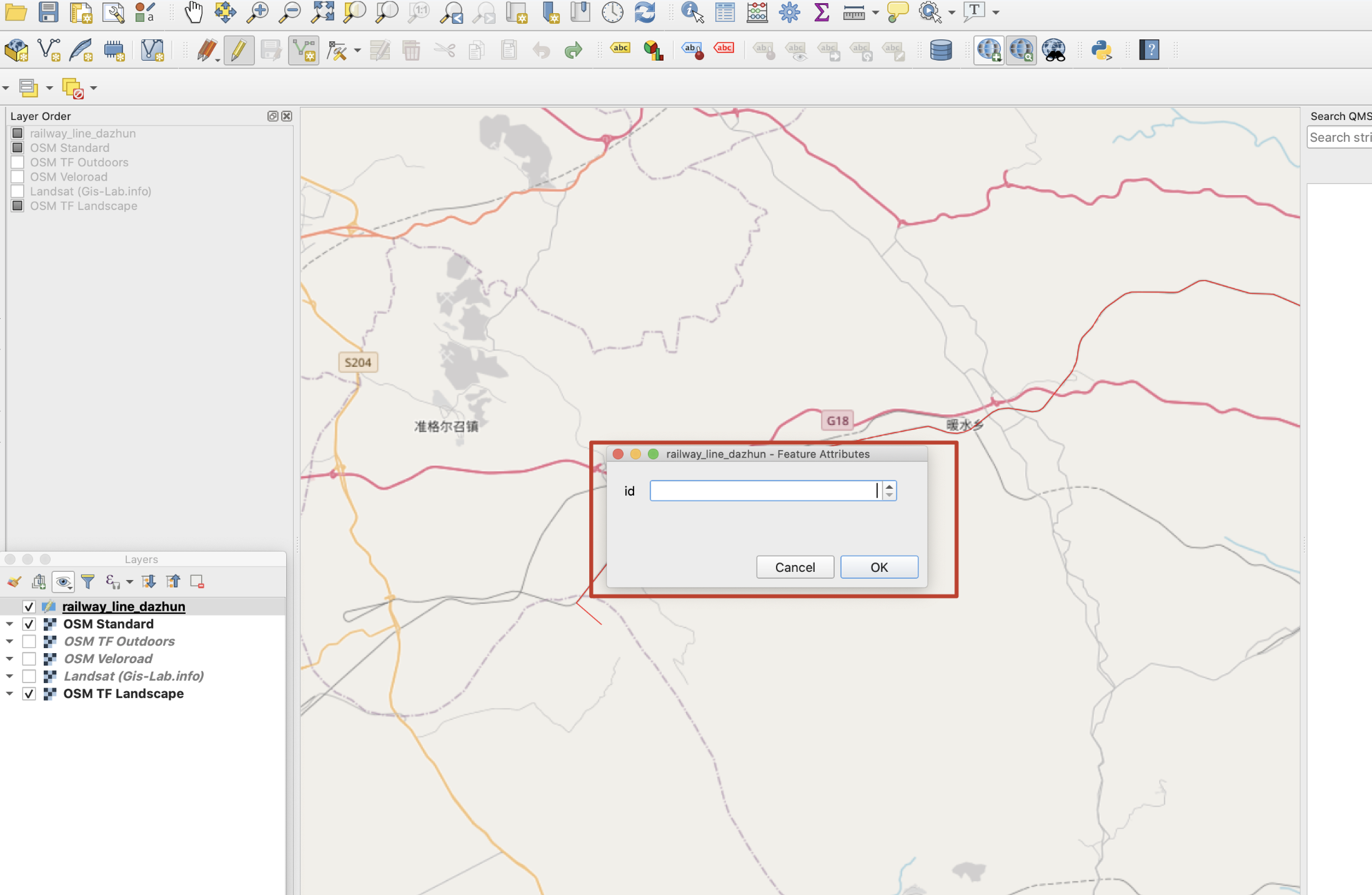 如何使用QGIS繪制鐵路軌跡geojson