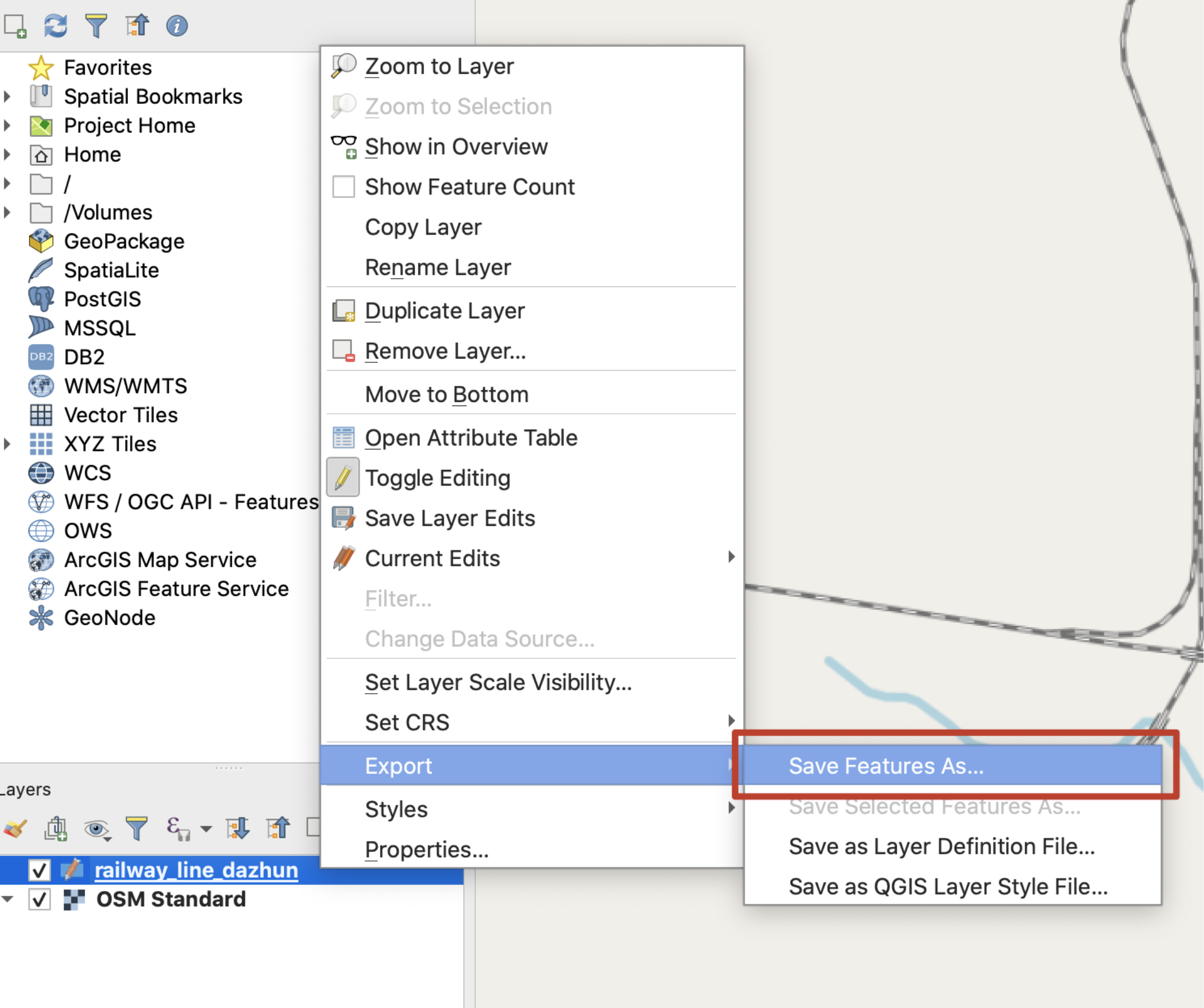 如何使用QGIS繪制鐵路軌跡geojson