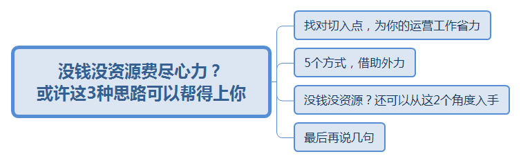 沒(méi)錢沒(méi)資源費(fèi)盡心力？或許這3種思路可以幫到你